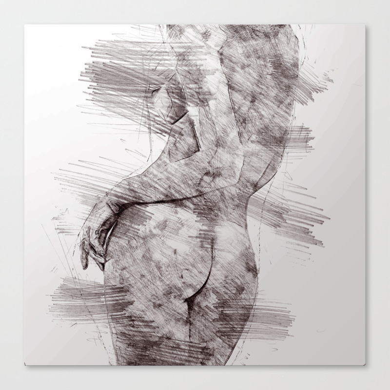 Nude Woman Pencil Drawing Canvas Print By Annsp Society6