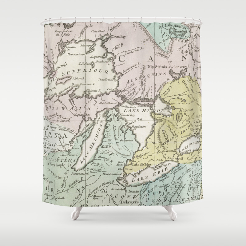 Vintage Map Of Great Lakes Canada 1761 Shower Curtain By