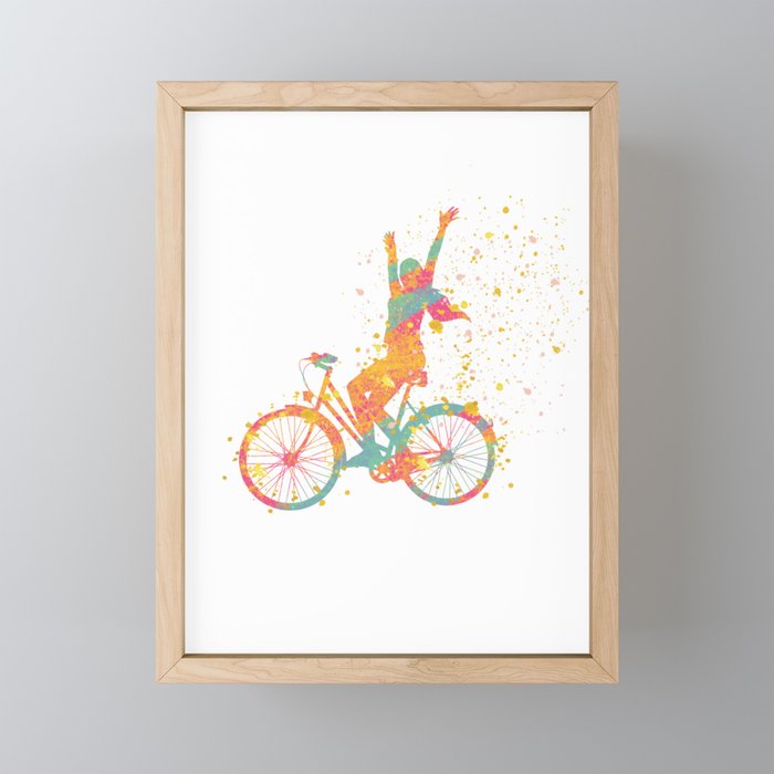 Happiness is riding a bike. Framed Mini Art Print