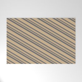 [ Thumbnail: Tan & Dim Gray Colored Lined/Striped Pattern Welcome Mat ]