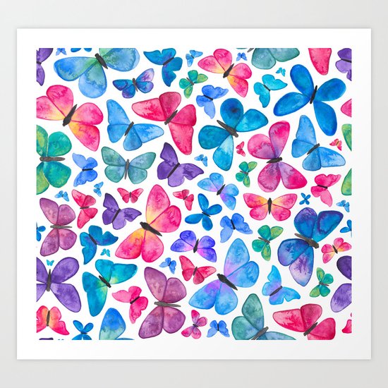 Watercolour Butterflies Art Print