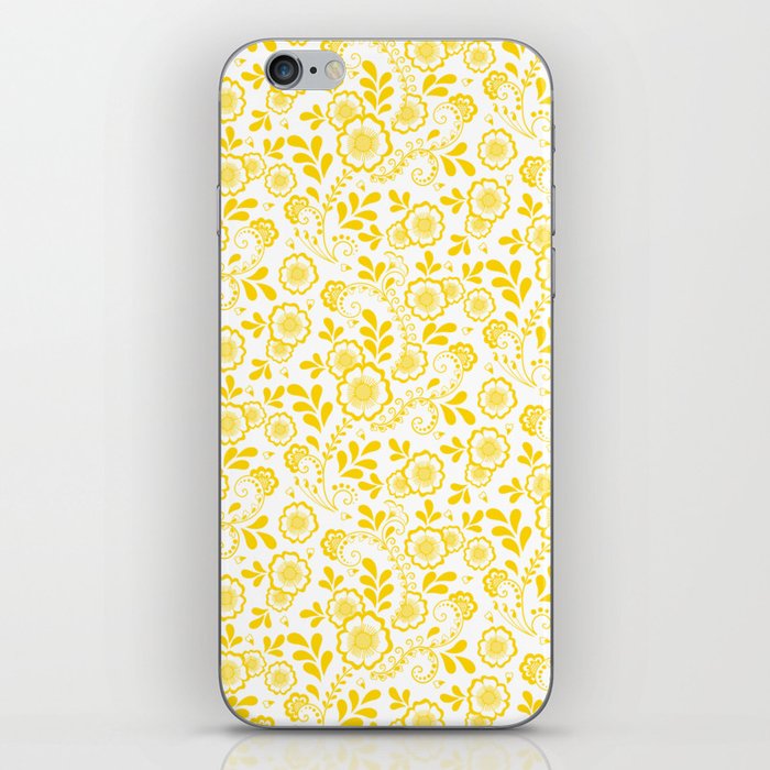 Yellow Eastern Floral Pattern iPhone Skin