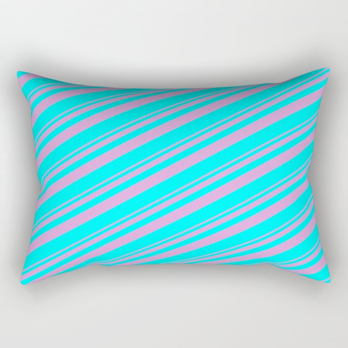 Plum & Aqua Colored Stripes/Lines Pattern Rectangular Pillow