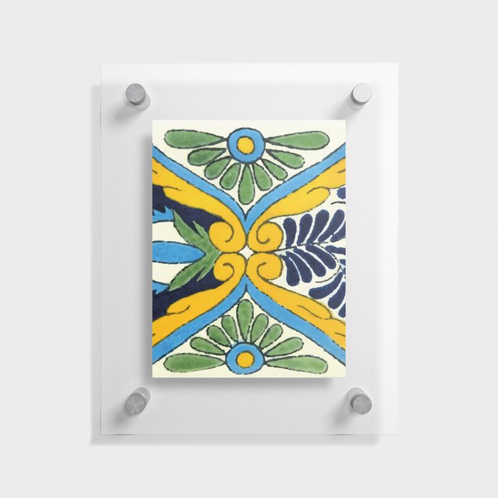 Amarillo talavera tile mexican yellow azulejo Floating Acrylic Print