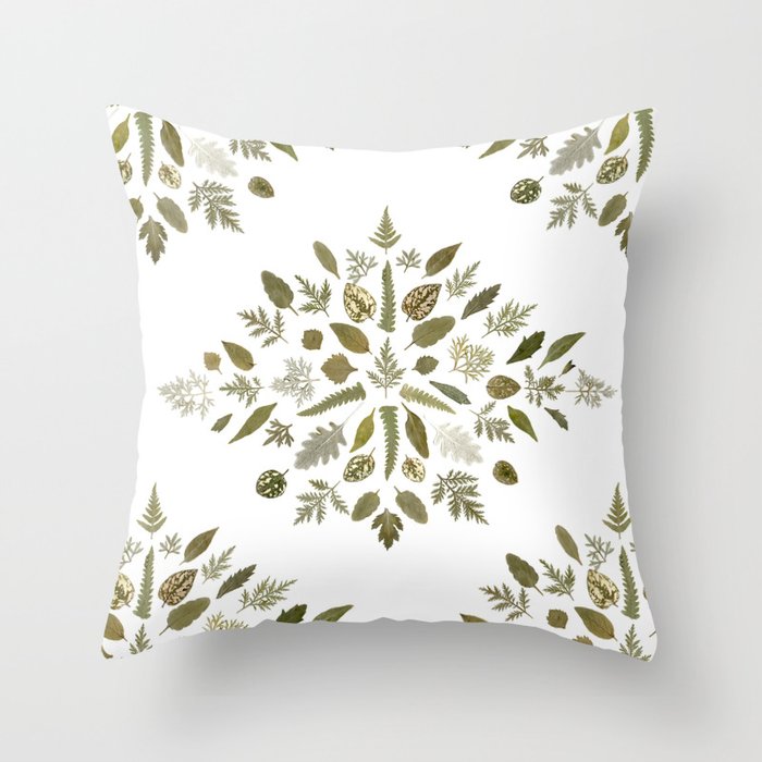 Collage of Leaves Throw Pillow