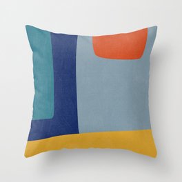 Modern MidCentury Colorful Abstract Throw Pillow | Nursery, Modern, Original, Abstract, Blue, Midcentury, Navy, Acrylic, Orange, Emcdesignlab 