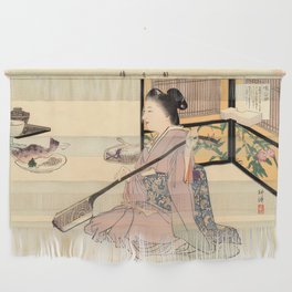 Geisha Tuning a Shamisen (Tsukioka Kogyo) Wall Hanging