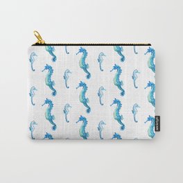 Romance of the Seas- Hand painted watercolor Seahorses Carry-All Pouch