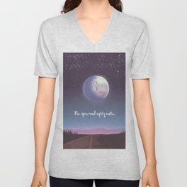 The open road softly calls V Neck T Shirt | Transporttravel, Fullmoon, Outdoors, Inspirationalquote, Quote, Roadnetwork, Moon, Inspire, Route66, Vintageillustration 