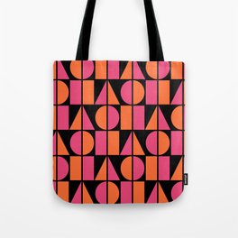 Symmetry Geometric Composition 722 Black Pink and Orange Tote Bag