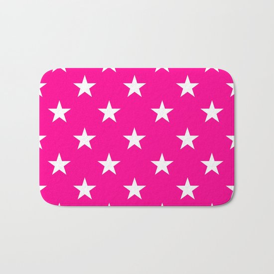 Stars (White/Magenta) Bath Mat
