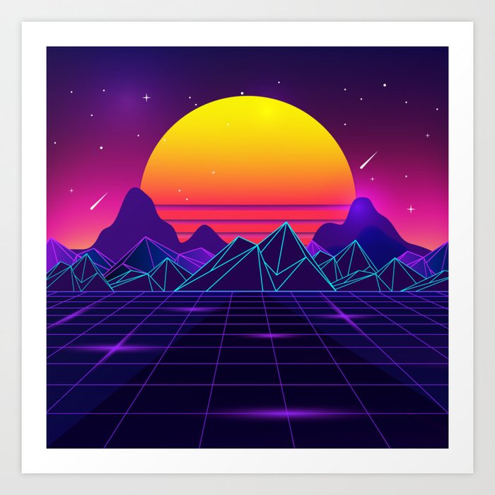 Glowing Sunset Synthwave Art Print by EDMproject | Society6