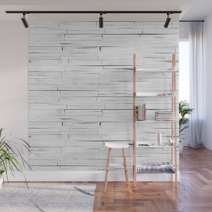 White Wooden Planks Wall Mural By Textures Society6 White Wooden Planks Wall Mural By