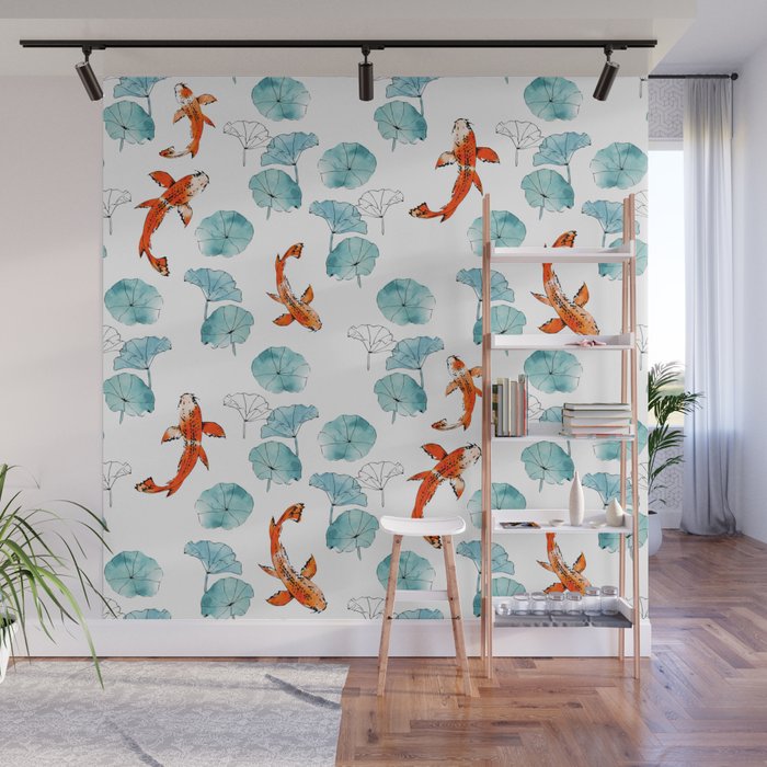 Waterlily koi Wall Mural by adenajdesign Society6