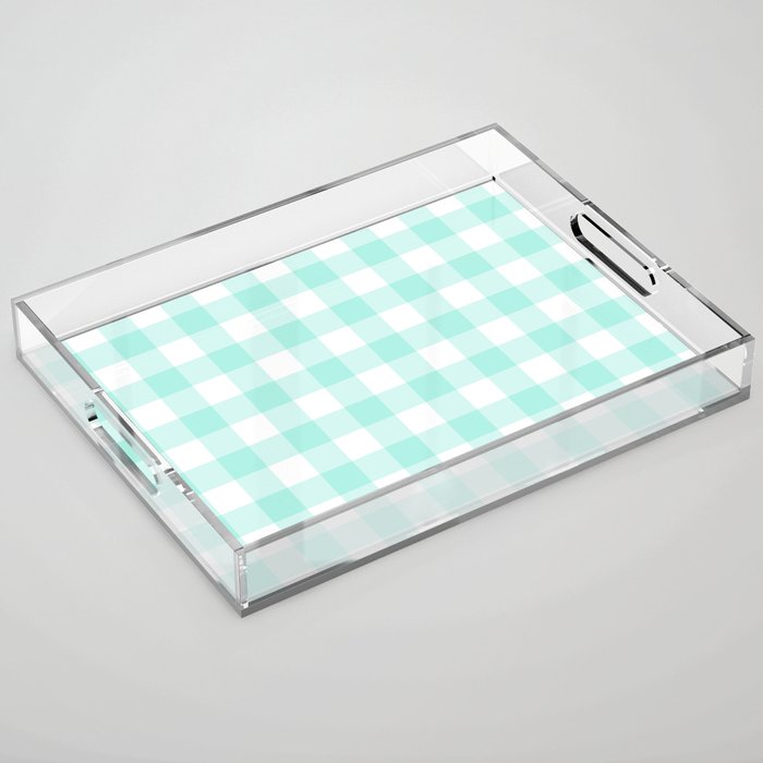 Classic Check - seafoam  Acrylic Tray