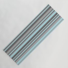 [ Thumbnail: Powder Blue, Dim Gray, and Dark Grey Colored Striped/Lined Pattern Yoga Mat ]