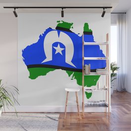 Torres Strait Islander Flag On Map Of Australia Wall Mural
