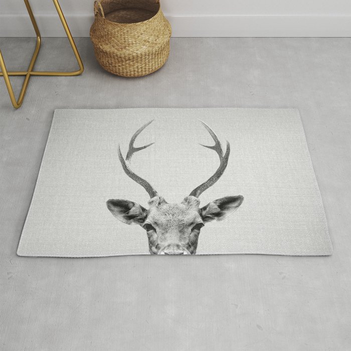 Deer - Black & White Rug