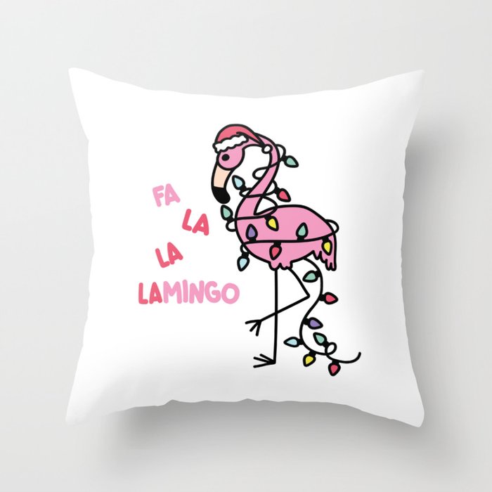 flamingo christmas pillow