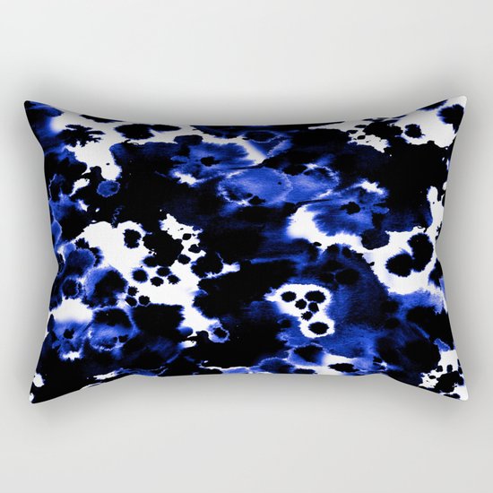Watercolor indigo india ink boho girly trendy abstract painting brushstrokes dorm college painterly Rectangular Pillow