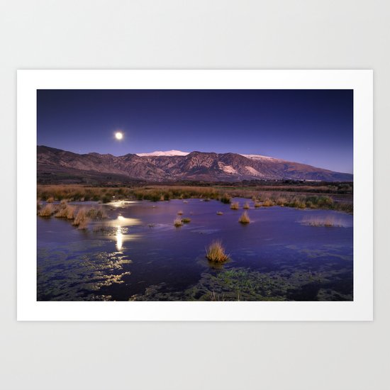 moonlight over the mountains Art Print