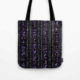 Amethyst and Silver Egyptian hieroglyphics pattern Tote Bag