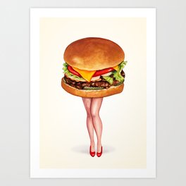 Cheeseburger Pin-Up Art Print