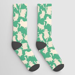 White Silly Cats Pattern Socks