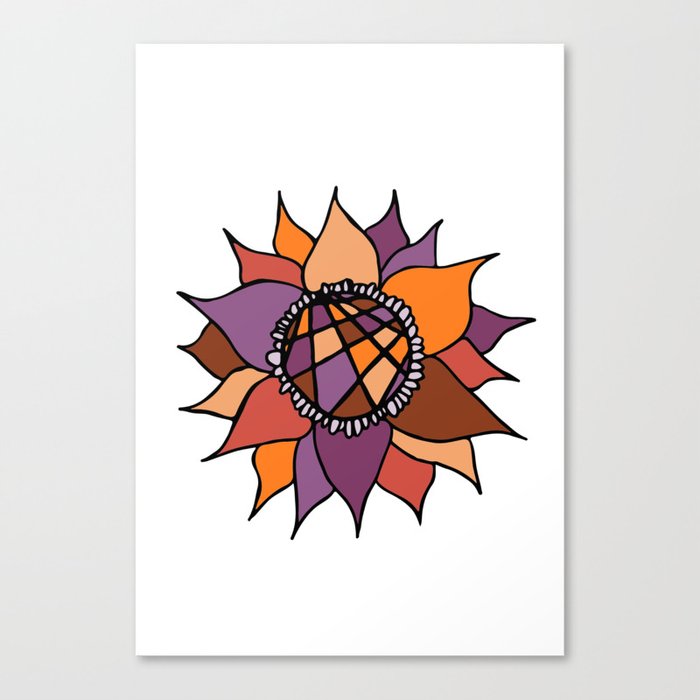 Purple & Orange Abstract Flower Canvas Print