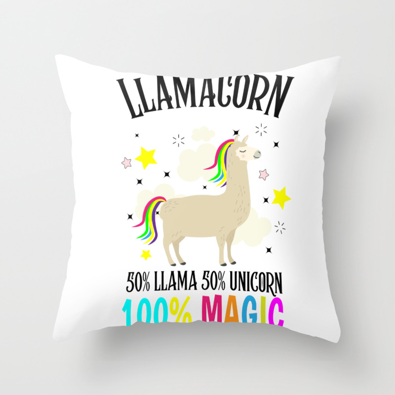 Lama Llamacorn Unicorn Alpaca Kawaii Colorful Gift Throw Pillow By