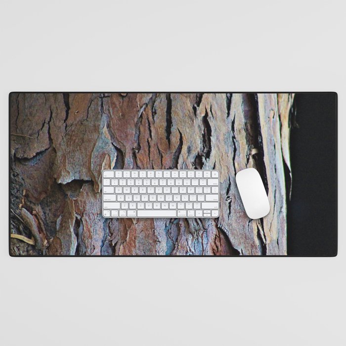 Eucalyptus Tree Bark and Wood Abstract Natural Texture 45 Desk Mat