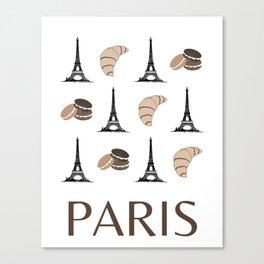 Paris Eiffel Tower Illustration Retro Modern Art Decor Brown Tones Canvas Print