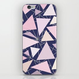 Geometric navy blue silver coral pink ivory triangles  iPhone Skin