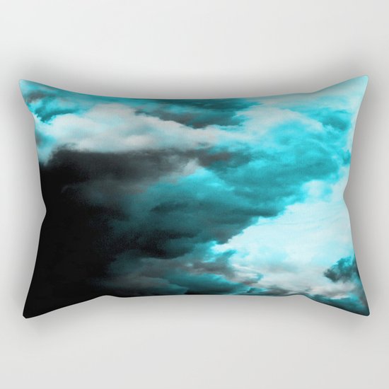 Relaxed - Cloudy Abstract In Blue And Black Rectangular Pillow