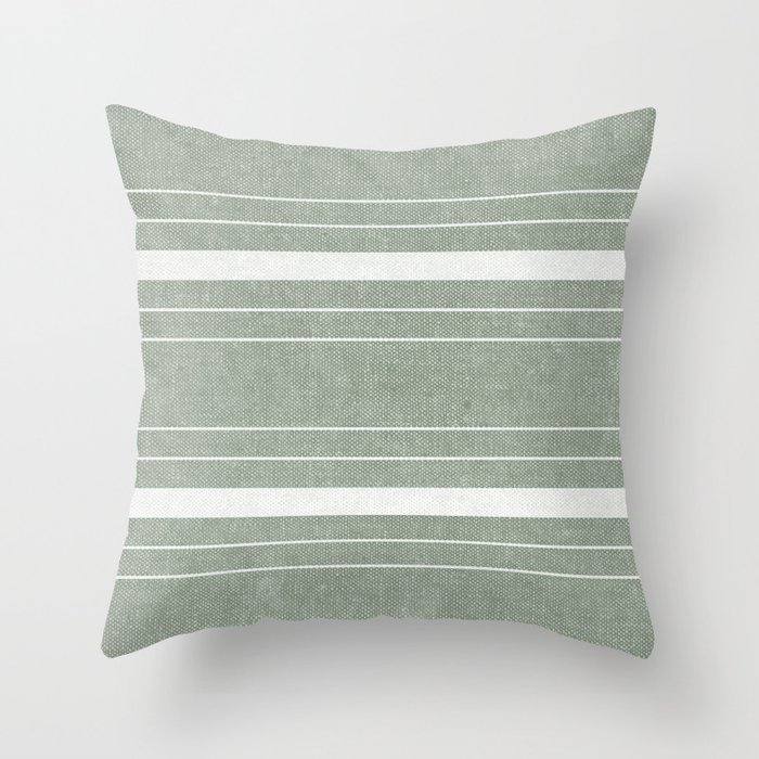 hanover woven stripes - sage Throw Pillow