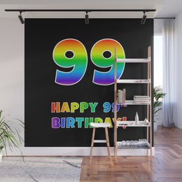 [ Thumbnail: HAPPY 99TH BIRTHDAY - Multicolored Rainbow Spectrum Gradient Wall Mural ]
