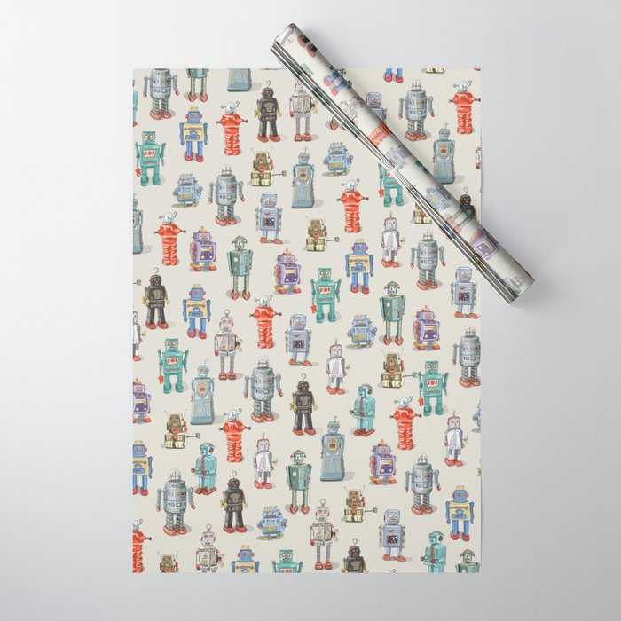 Vintage Style Robot Collection Wrapping Paper