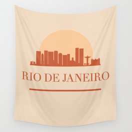 RIO DE JANEIRO BRAZIL CITY SKYLINE EARTH TONES Wall Tapestry