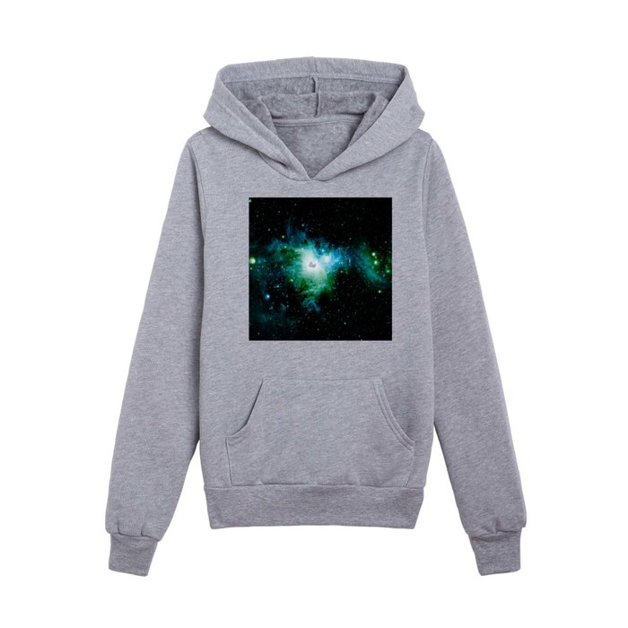Orion Nebula Blue Turquoise Green Kids Pullover Hoodie