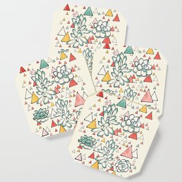 Succulent and triangles seamless pattern Coaster