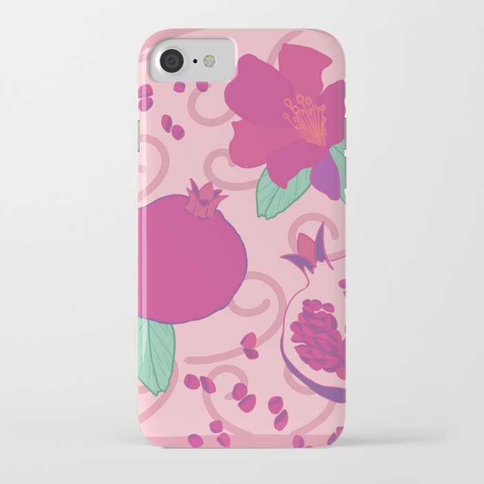 Pomegranate pink and green iPhone Case