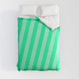 [ Thumbnail: Aquamarine and Green Colored Stripes/Lines Pattern Comforter ]