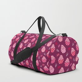 Valentine's cupcakes burgundy pink party Duffle Bag