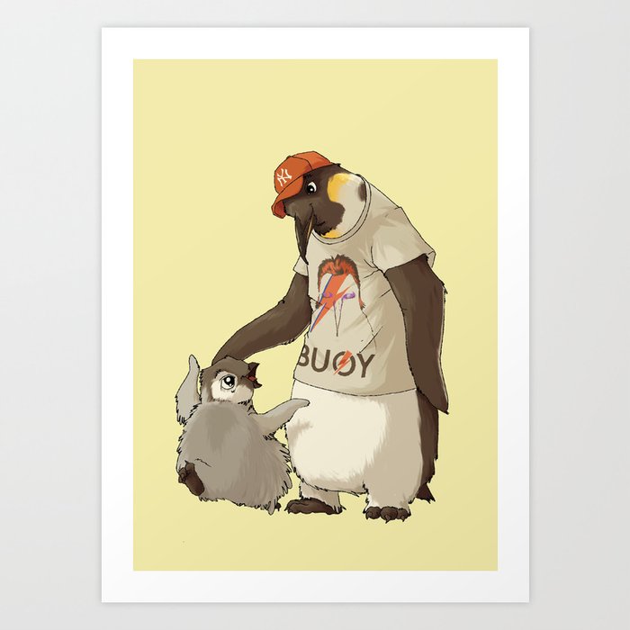E is for Emperor Penguin Art Print | Animals, Illustration, Painting, Digital