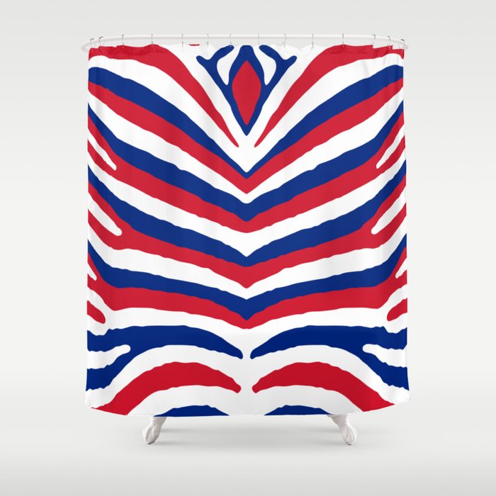 Uk British Union Jack Red White And Blue Zebra Stripes Shower