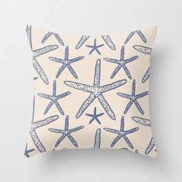 Starfish Ocean Nautical Coastal Serenity Blue Ivory Throw Pillow