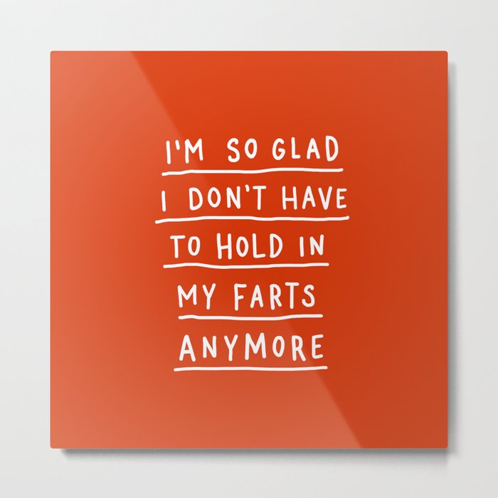 Farts White On Red Metal Print