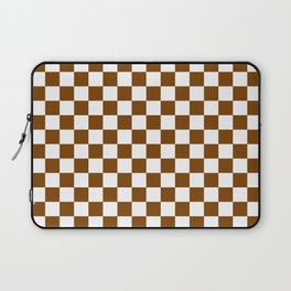 White and Chocolate Brown Checkerboard Laptop Sleeve