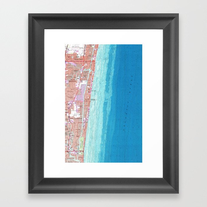 Vintage Map of Pompano Beach Florida (1962) Framed Art Print