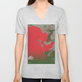 Cadiz - Spain Christmas Color City Map V Neck T Shirt